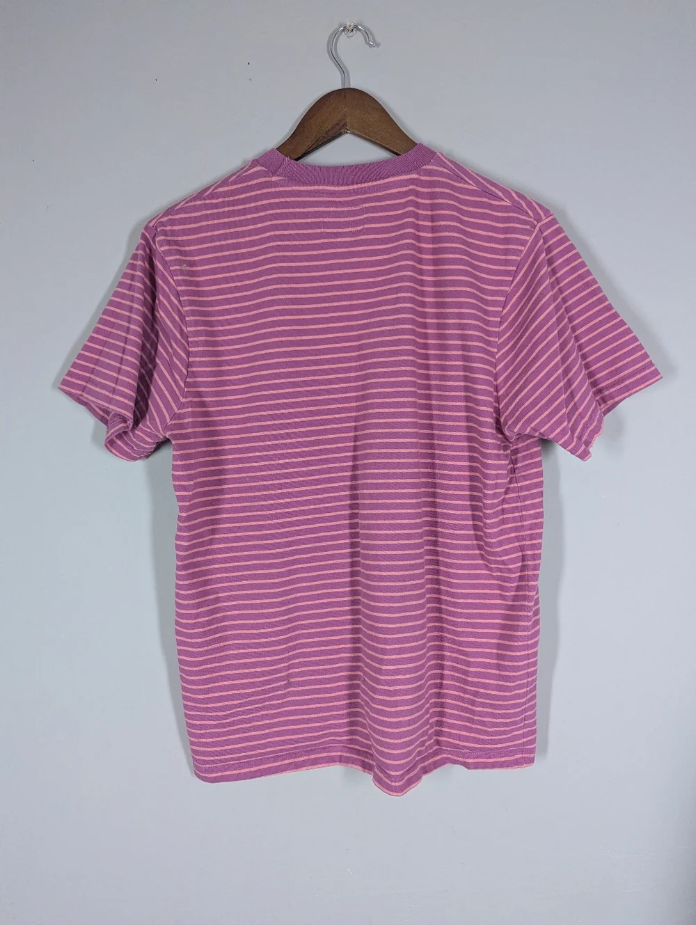 Stüssy Jack striped t-shirt pink white small streetwear tee unisex - Picture 7 of 8